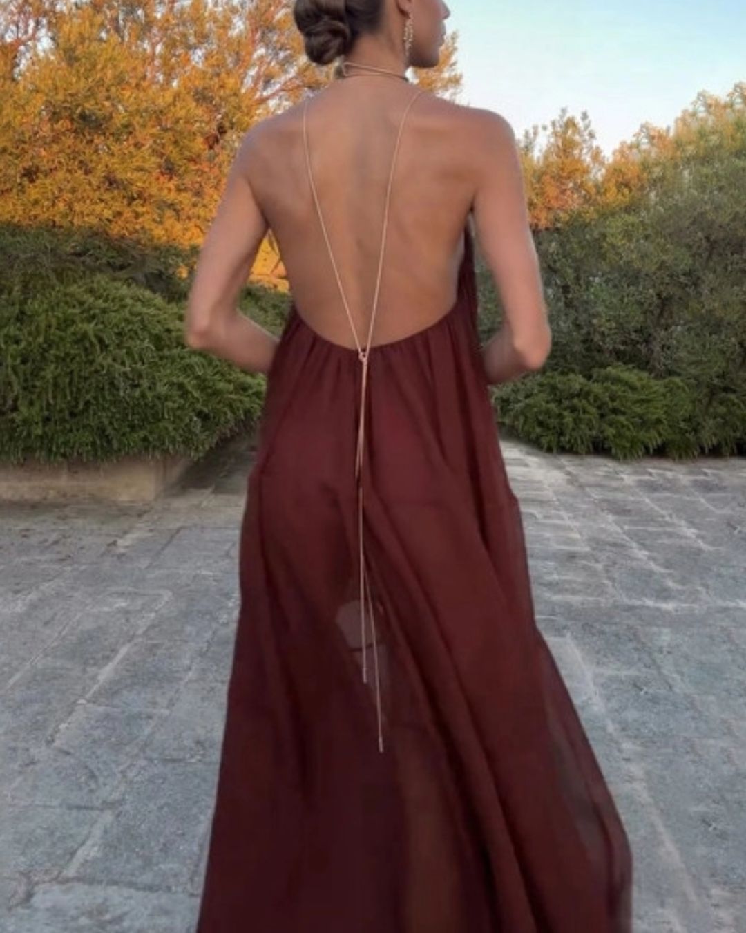 Elegant V-Neck Chiffon Flowy Maxi Dress