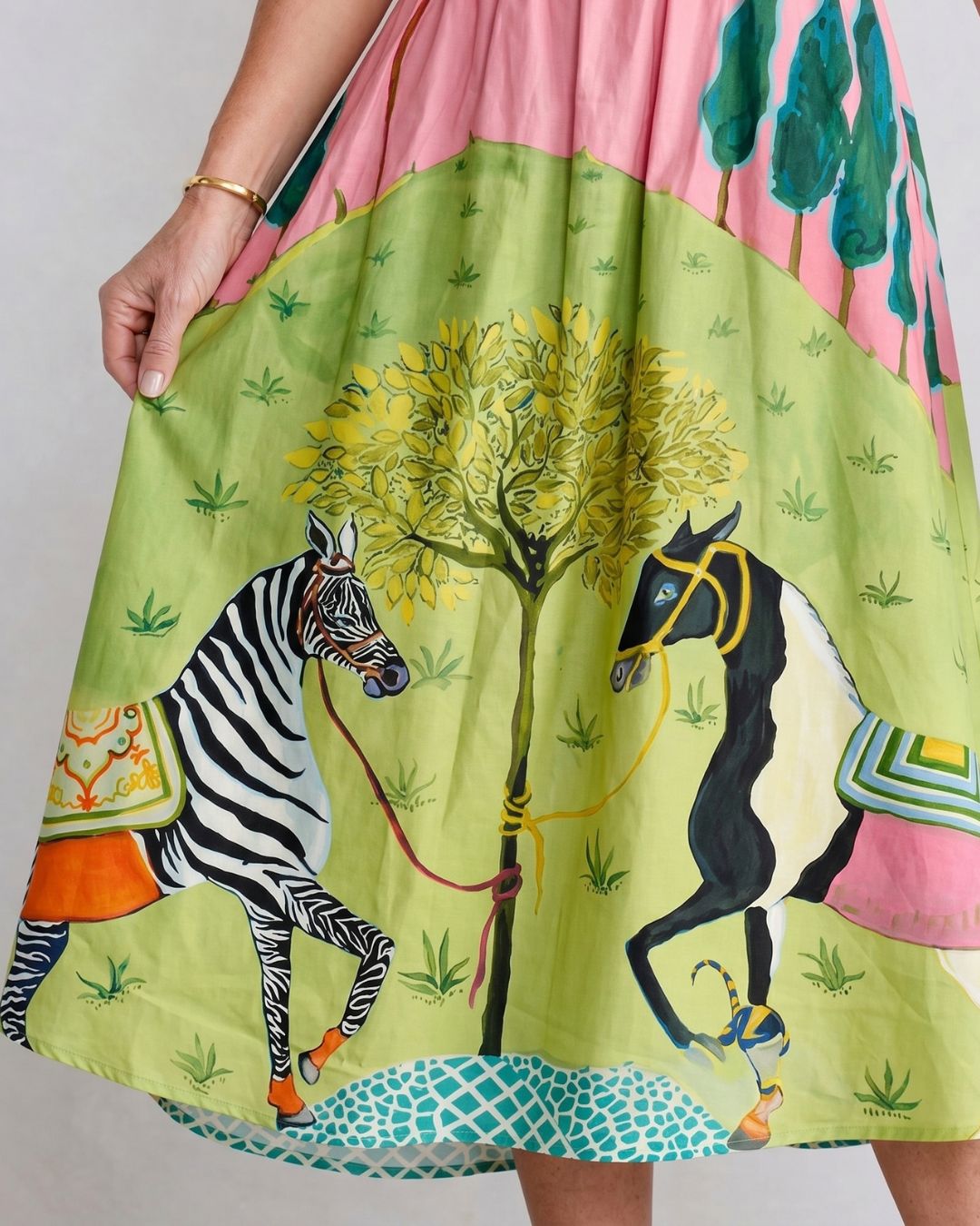Sunset Zebra Print Sleeveless Midi Dress