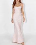 Lace Mermaid Tie-Strap Backless Maxi Dress