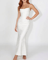 Lace Mermaid Tie-Strap Backless Maxi Dress