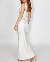 Lace Mermaid Tie-Strap Backless Maxi Dress