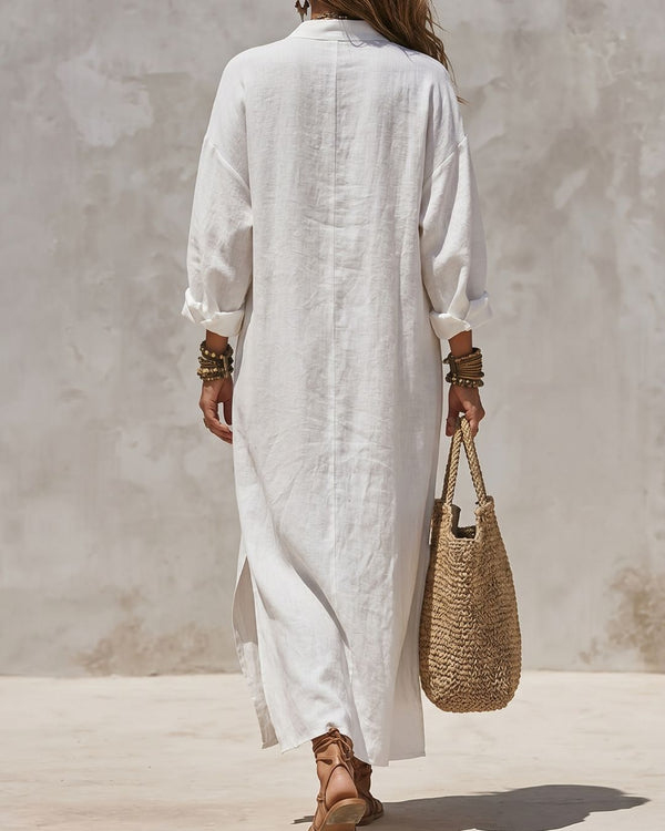 Collar Single-Breasted Pocket Cardigan Casual Dress