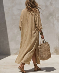Collar Single-Breasted Pocket Cardigan Casual Dress