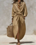Collar Single-Breasted Pocket Cardigan Casual Dress