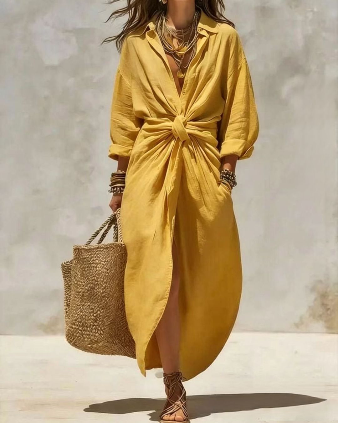 Collar Single-Breasted Pocket Cardigan Casual Dress