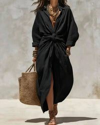 Collar Single-Breasted Pocket Cardigan Casual Dress