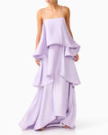 Elegant Three-Layer Ruffle Sling Maxi Dress