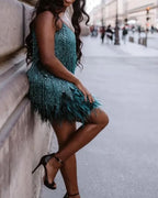 Candyfloss Feather Mini Dress