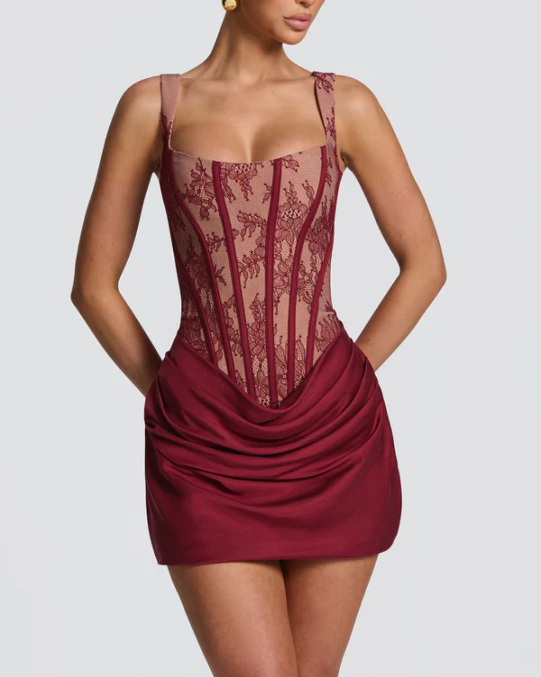 Rose Lace Corset Mini Dress