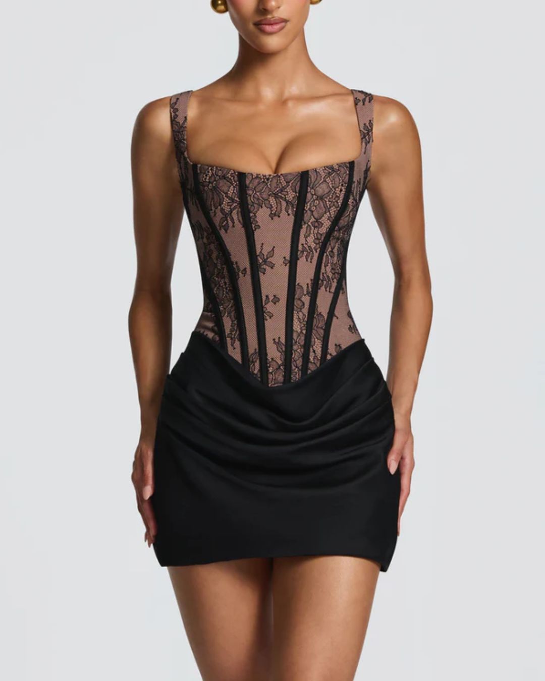 Rose Lace Corset Mini Dress