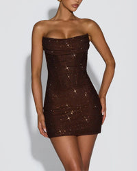 Sparkly Strapless Lace-Up Mini Dress