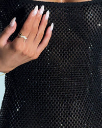 Sparkly Mesh Backless Bodycon Mini Dress