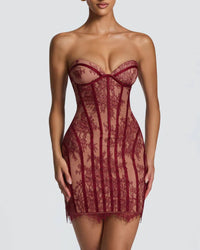 Lace Strapless Bodycon Mini Dress