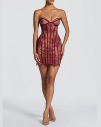 Lace Strapless Bodycon Mini Dress
