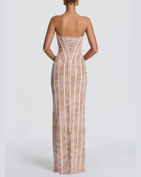Lace Strapless Bodycon Maxi Dress