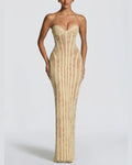 Lace Strapless Bodycon Maxi Dress