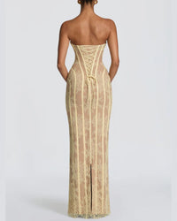 Lace Strapless Bodycon Maxi Dress
