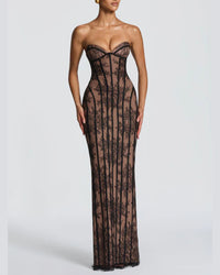Lace Strapless Bodycon Maxi Dress