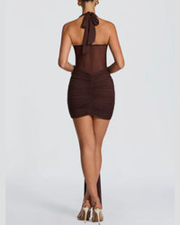 Halter Mesh Bodycon Mini Dress
