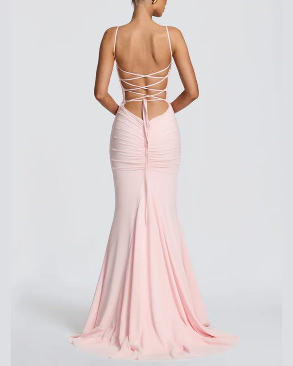Backless Tie Bodycon Evening Dress