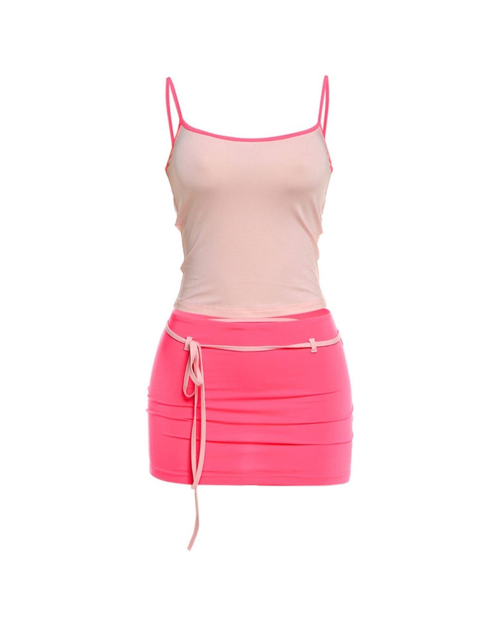 Fitted Tank Lace-Up Mini Skirt Set