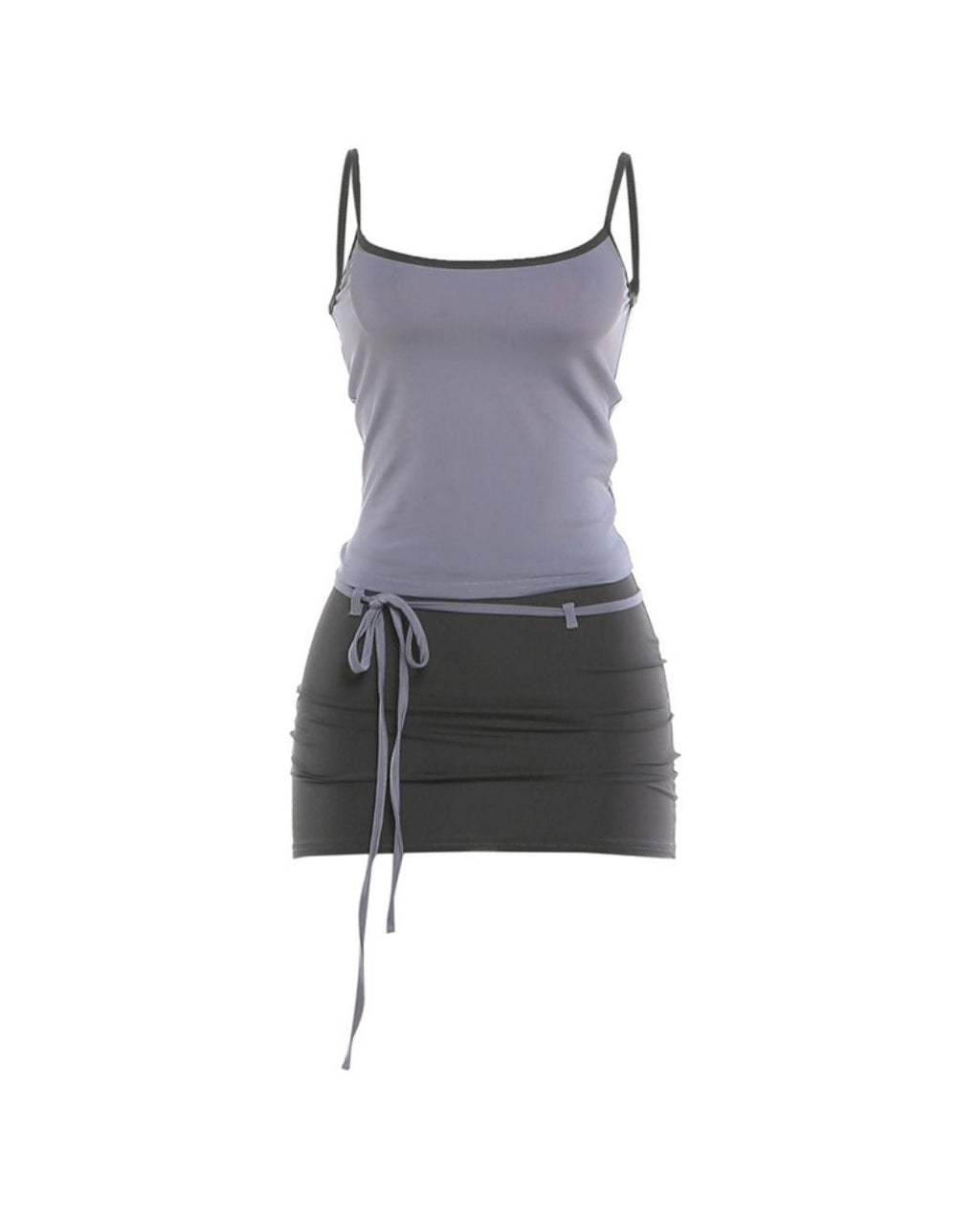 Fitted Tank Lace-Up Mini Skirt Set