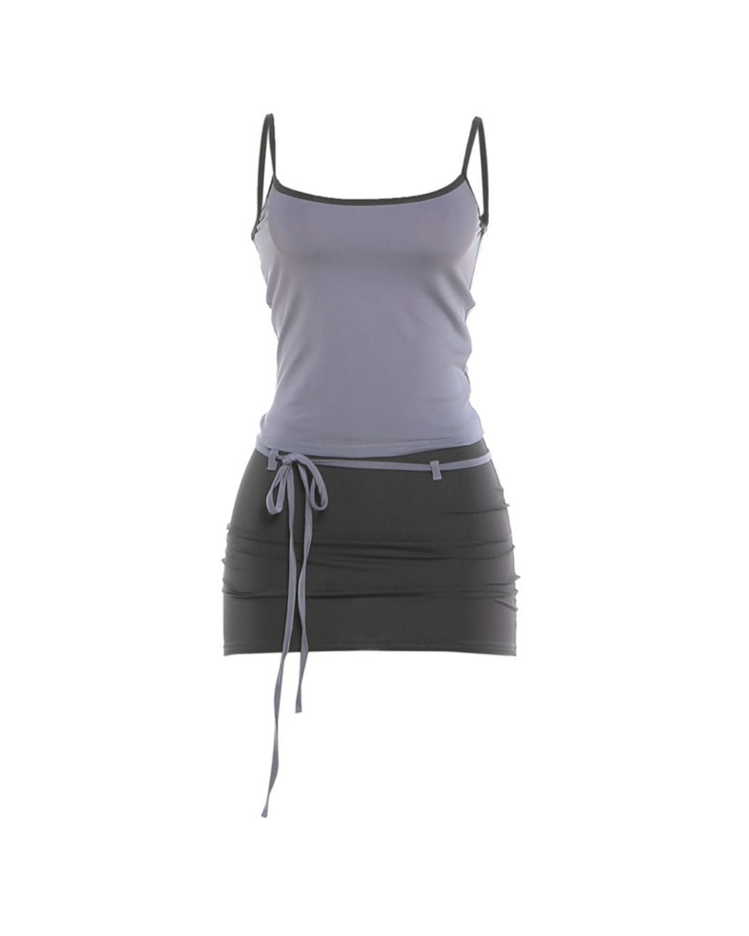 Fitted Tank Lace-Up Mini Skirt Set