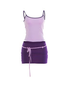 Fitted Tank Lace-Up Mini Skirt Set