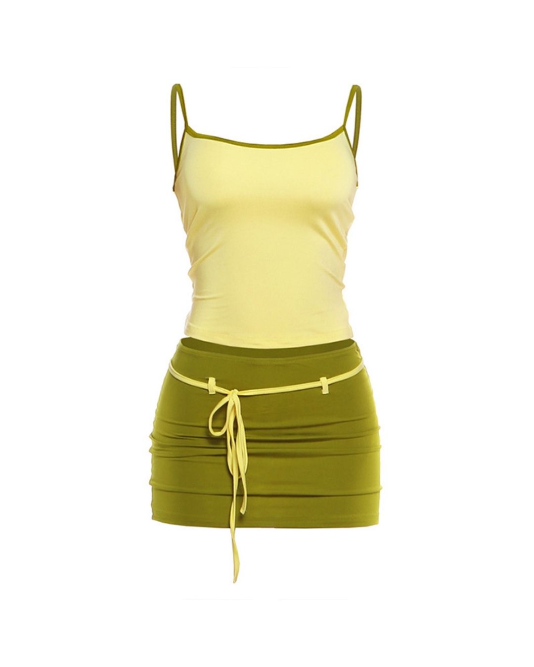 Fitted Tank Lace-Up Mini Skirt Set