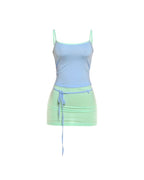 Fitted Tank Lace-Up Mini Skirt Set