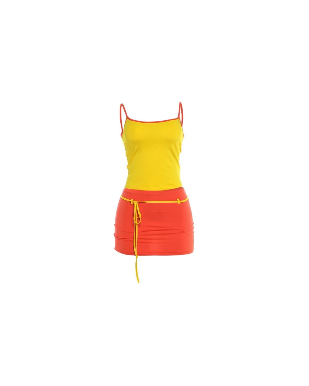 Fitted Tank Lace-Up Mini Skirt Set
