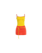 Fitted Tank Lace-Up Mini Skirt Set