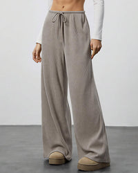 Draped Wide-Leg Drawstring Lounge Pants