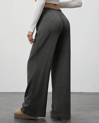 Draped Wide-Leg Drawstring Lounge Pants
