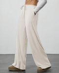 Draped Wide-Leg Drawstring Lounge Pants