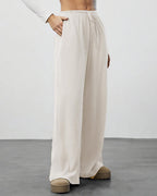 Draped Wide-Leg Drawstring Lounge Pants