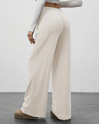 Draped Wide-Leg Drawstring Lounge Pants