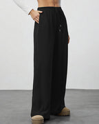 Draped Wide-Leg Drawstring Lounge Pants