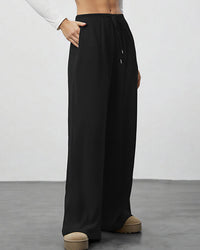Draped Wide-Leg Drawstring Lounge Pants