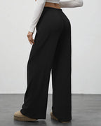 Draped Wide-Leg Drawstring Lounge Pants