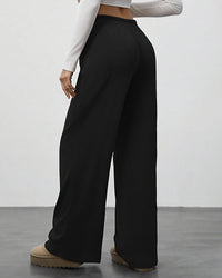 Draped Wide-Leg Drawstring Lounge Pants
