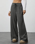 Draped Wide-Leg Drawstring Lounge Pants