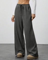 Draped Wide-Leg Drawstring Lounge Pants