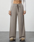 Draped Wide-Leg Drawstring Lounge Pants