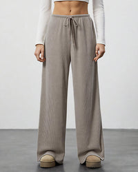Draped Wide-Leg Drawstring Lounge Pants