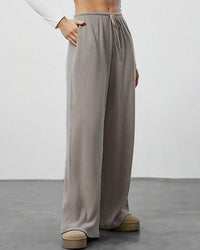 Draped Wide-Leg Drawstring Lounge Pants