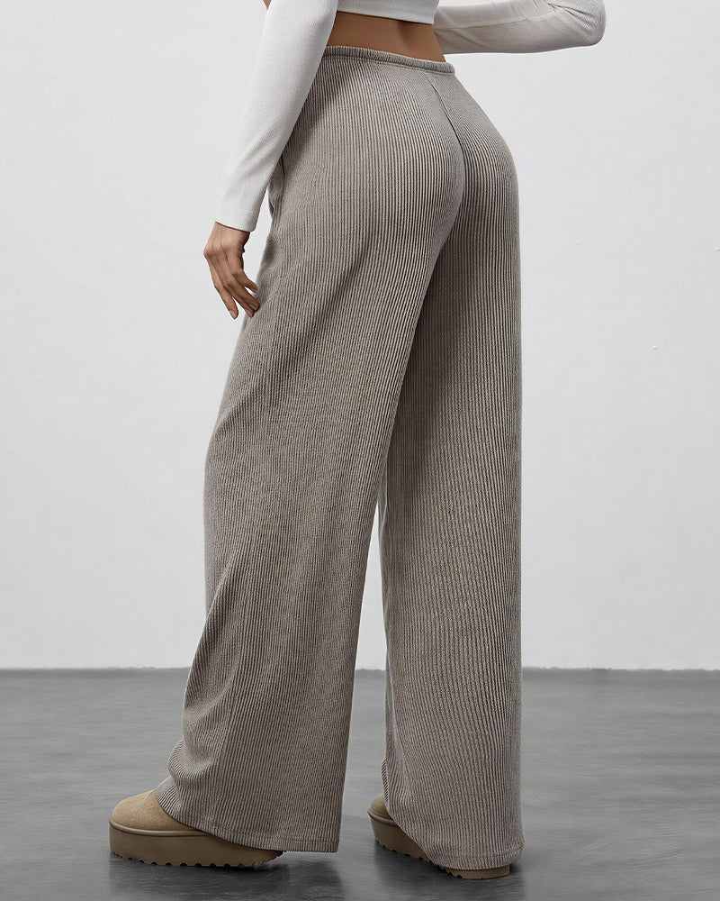 Draped Wide-Leg Drawstring Lounge Pants