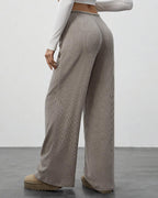 Draped Wide-Leg Drawstring Lounge Pants