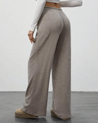 Draped Wide-Leg Drawstring Lounge Pants