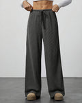 Draped Wide-Leg Drawstring Lounge Pants